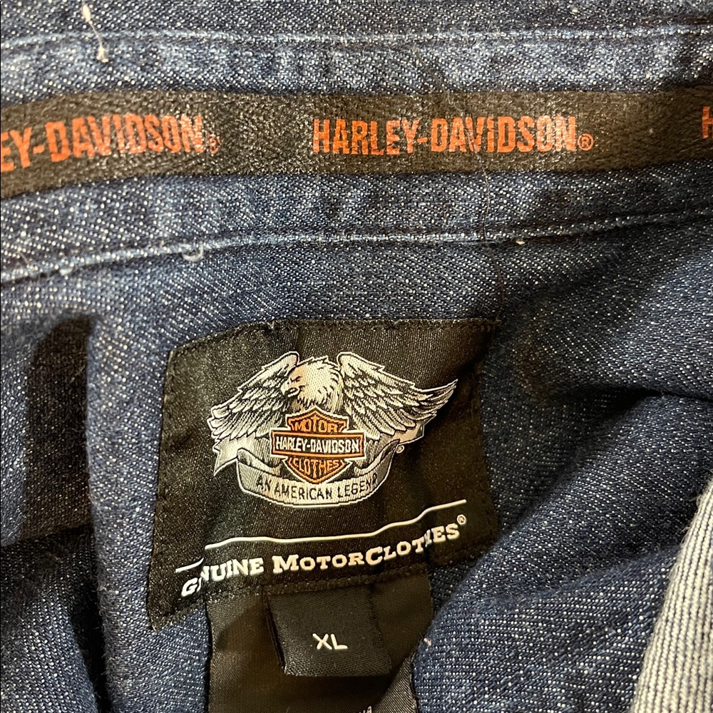 Harley-Davidson Motorcycles Men's Burning Skull Denim Shirt Size XL 99081-13VM - Picture 8 of 12